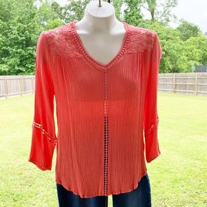 NEW DIRECTIONS Boheme Style Peasant Blouse Size M